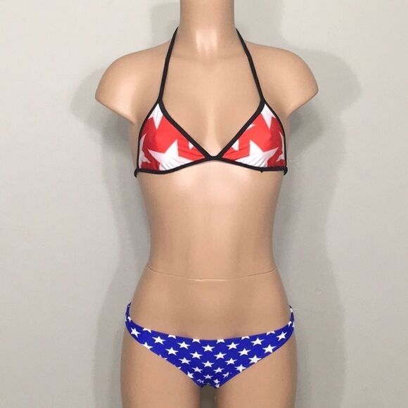 WILDFOX patriotic reversible mixed bikini. NWT - Picture 4 of 8